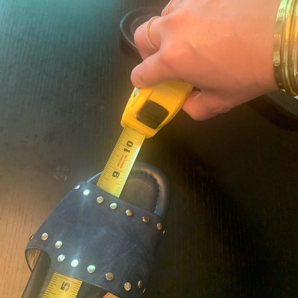 Nanda Studded Suede Flat Slide Sandals, Navy - Picture 8 of 8